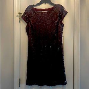 Skies Are Blue Sequin Burgundy Dress Sz M